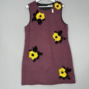 Dhruv Kapoor Anthro Womens Dress‎ XL Purple Sequined Floral Textured Shift Boho